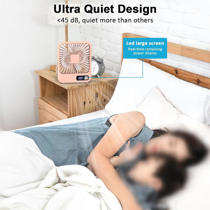 180° Folding USB Fan – Personal Desk Fan with Battery Display & 5 Speed Modes