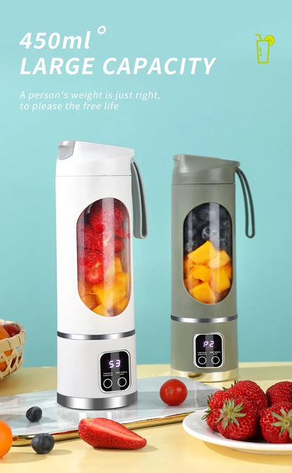 Portable Juice Blender – 450ML Large Capacity, Strong Motor, Crushed Ice & Charging
