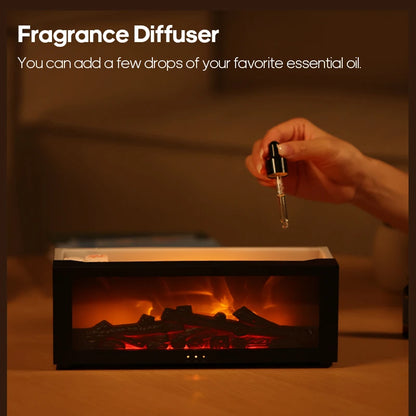 Fireplace Style Aroma Diffuser – Quiet Mist & LED Flame Effect