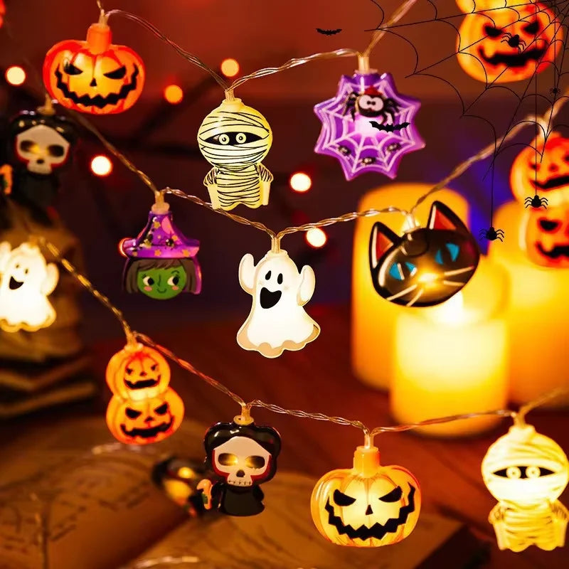LED Halloween Decoration String – Pumpkin, Skull & Eyeball Lights for Horror Night