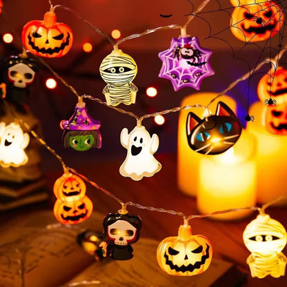 LED Halloween Decoration String – Pumpkin, Skull & Eyeball Lights for Horror Night