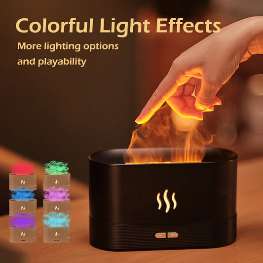 Flame Effect Essential Oil Diffuser – Ultrasonic Cool Mist Humidifier with LED Lights
