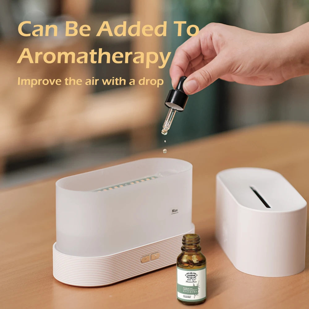 Flame Effect Essential Oil Diffuser – Ultrasonic Cool Mist Humidifier with LED Lights