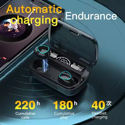 New M10 Wireless Earbuds – Bluetooth Headset with Charging Case, Clear Sound for Music & Gaming, Sport Fit