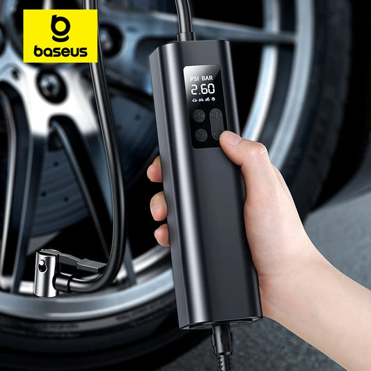 Baseus 12V Portable Air Compressor – Digital Tire Inflator Pump for Car, Motorcycle, Bicycle & Boat