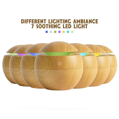 Electric Essential Oil Diffuser – Wooden Ultrasonic Air Humidifier for Home