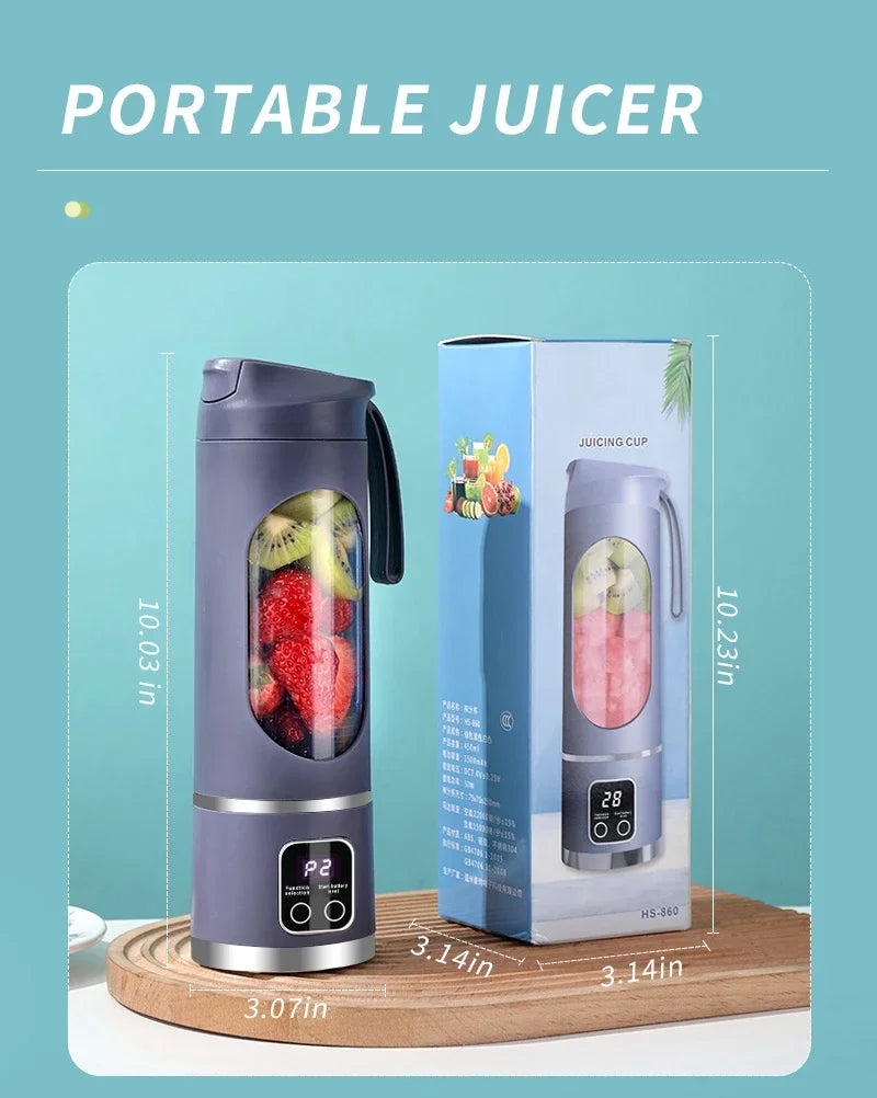 Portable Juice Blender – 450ML Large Capacity, Strong Motor, Crushed Ice & Charging
