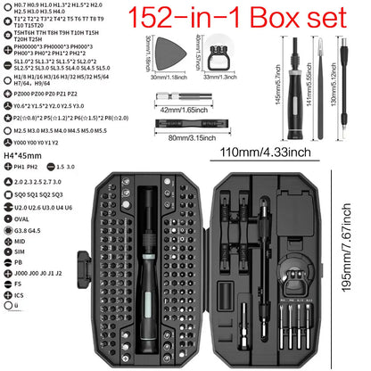 Universal Precision Repair Kit – 152 Tools with Torx T5 T6, Ideal for Laptop & Device Fixes