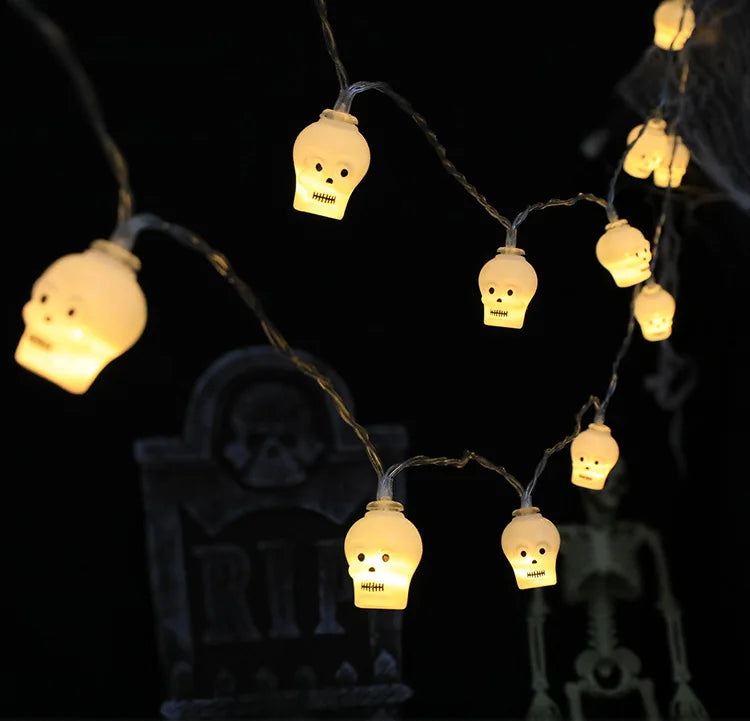 LED Halloween Decoration String – Pumpkin, Skull & Eyeball Lights for Horror Night