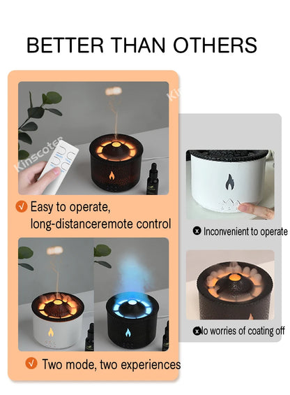 Volcano Flame Essential Oil Diffuser – 360ml Ultrasonic Aromatherapy Humidifier
