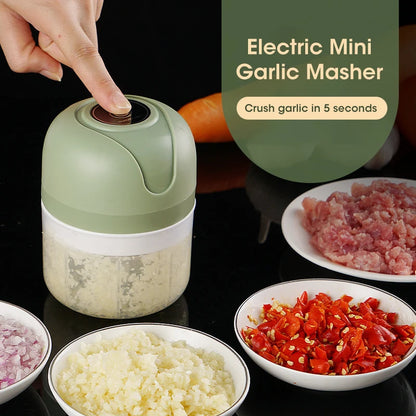 Portable Mini Food Chopper – Electric Garlic Crusher & Meat Grinder (250ml)