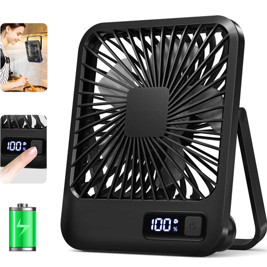 180° Folding USB Fan – Personal Desk Fan with Battery Display & 5 Speed Modes