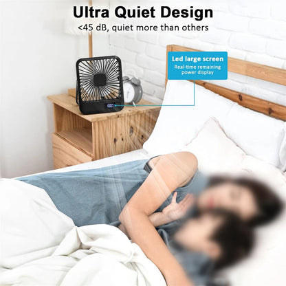 180° Folding USB Fan – Personal Desk Fan with Battery Display & 5 Speed Modes