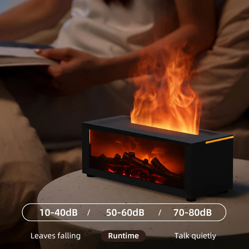 Fireplace Style Aroma Diffuser – Quiet Mist & LED Flame Effect