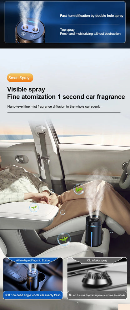 Aluminum Dual Spray Car Humidifier with Essential Oil Diffuser – Air Freshener for Auto & Room