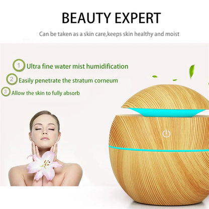 Electric Essential Oil Diffuser – Wooden Ultrasonic Air Humidifier for Home