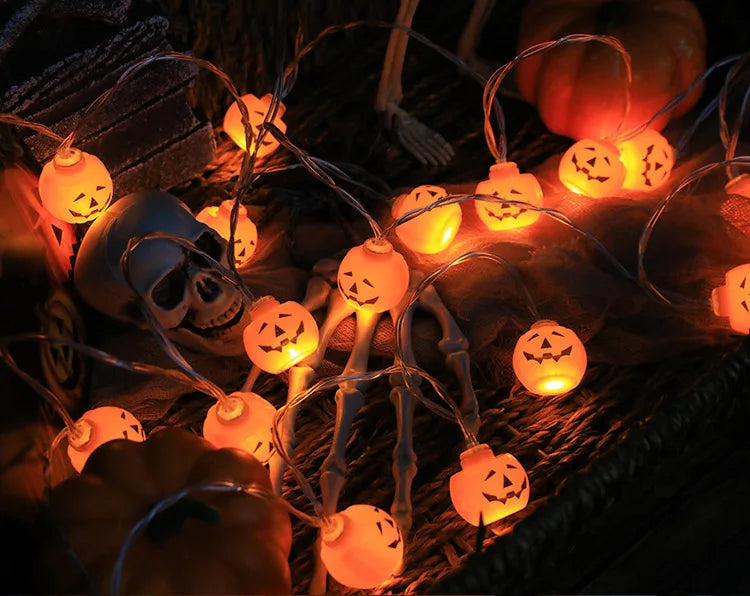 LED Halloween Decoration String – Pumpkin, Skull & Eyeball Lights for Horror Night