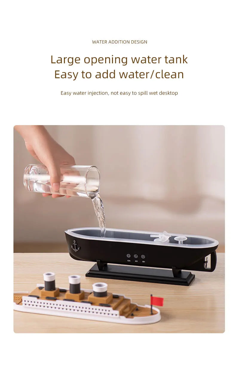 Titanic Ship Aroma Diffuser – 250ml Ultrasonic Essential Oil Humidifier with Smoke Ring Effect