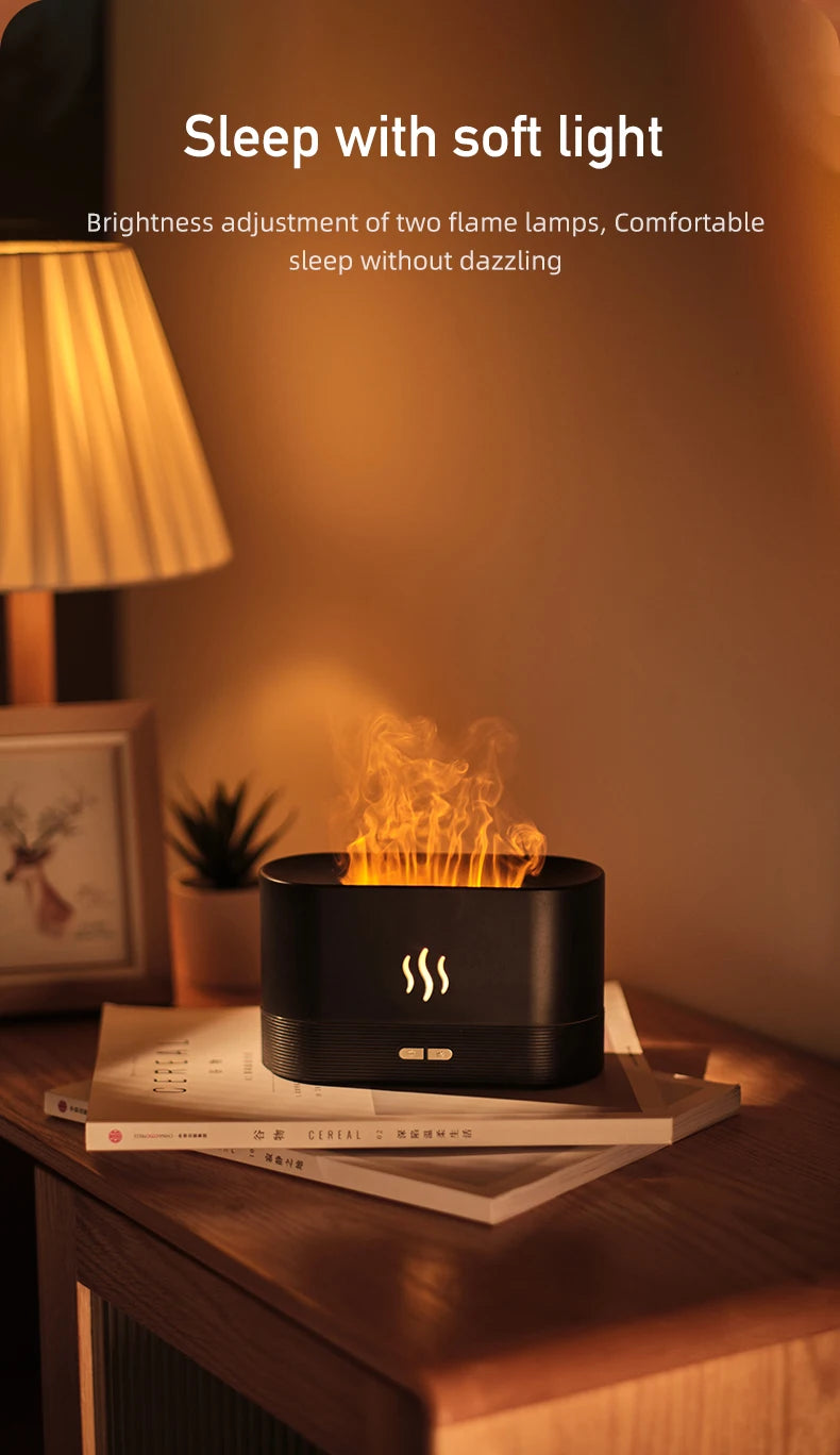 Flame Effect Essential Oil Diffuser – Ultrasonic Cool Mist Humidifier with LED Lights