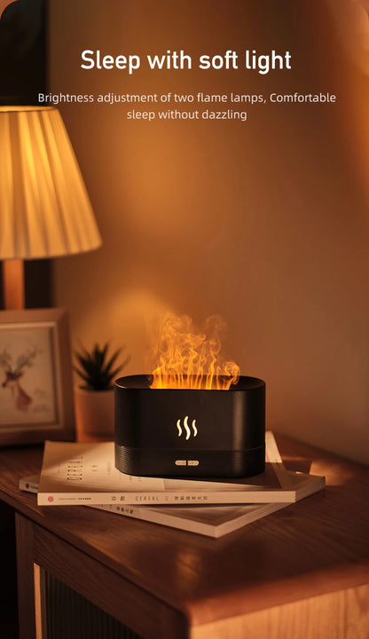 Flame Effect Essential Oil Diffuser – Ultrasonic Cool Mist Humidifier with LED Lights