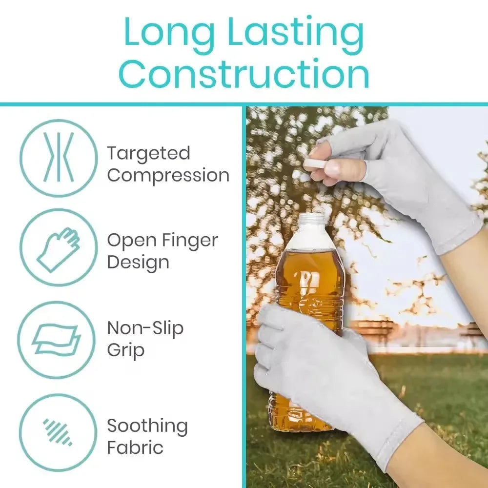 Premium Bamboo Arthritis Gloves 1Pair Compressive Fingerless Design Breathable Fabric for Women Men Pain Relief