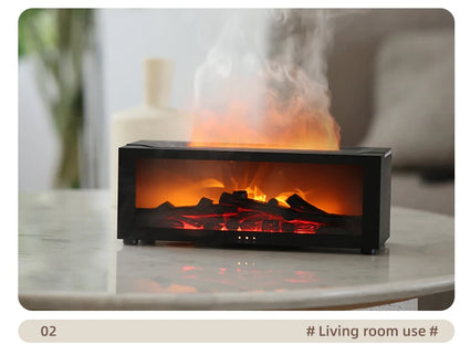 Fireplace Style Aroma Diffuser – Quiet Mist & LED Flame Effect