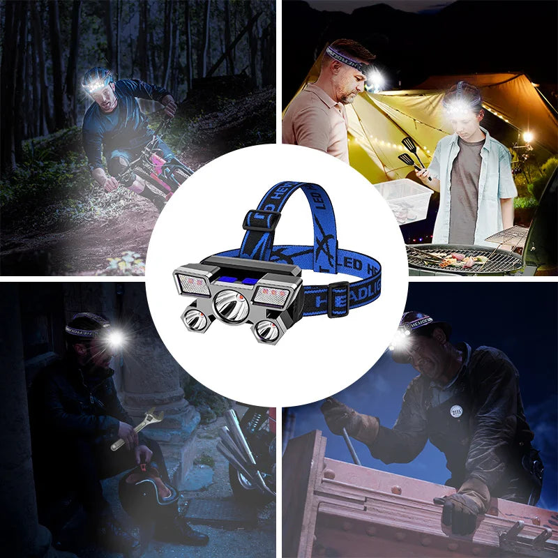 White-Post 5LED Rechargeable Headlamp