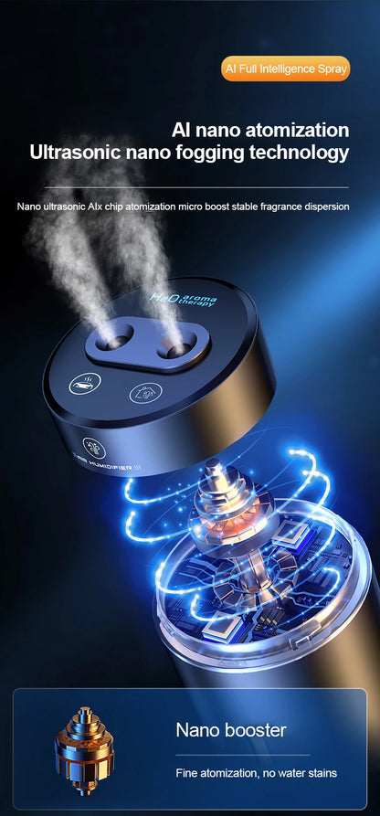 Aluminum Dual Spray Car Humidifier with Essential Oil Diffuser – Air Freshener for Auto & Room