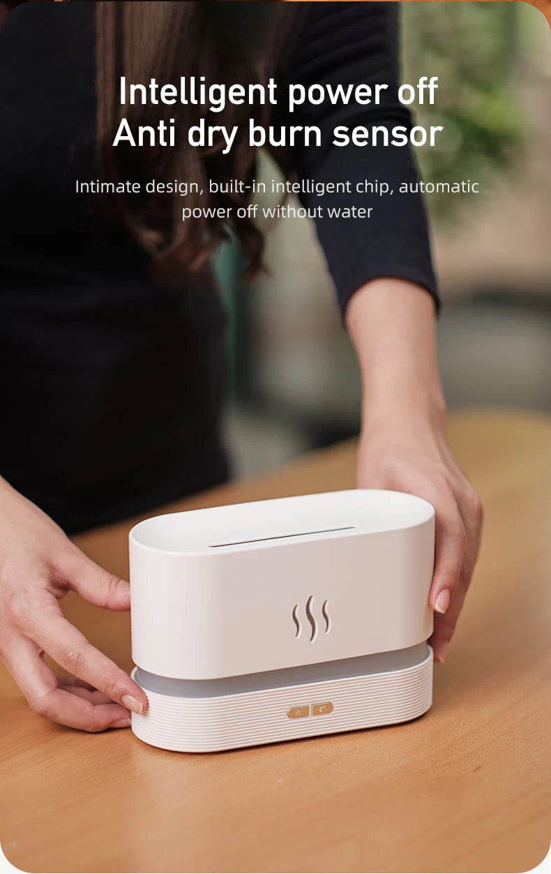 Flame Effect Essential Oil Diffuser – Ultrasonic Cool Mist Humidifier with LED Lights