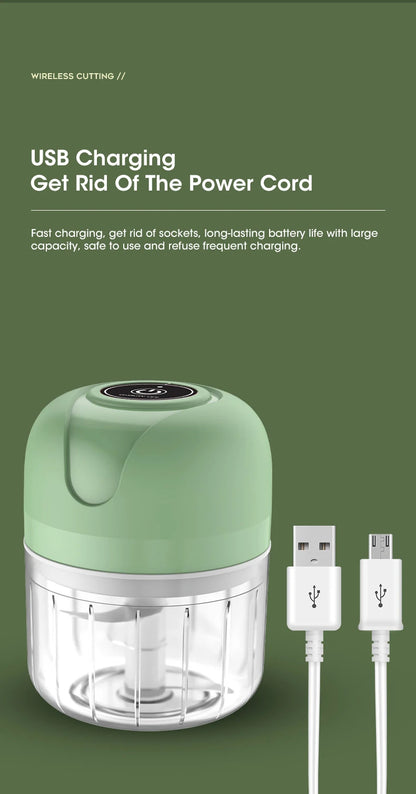 Portable Mini Food Chopper – Electric Garlic Crusher & Meat Grinder (250ml)